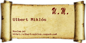 Ulbert Miklós névjegykártya